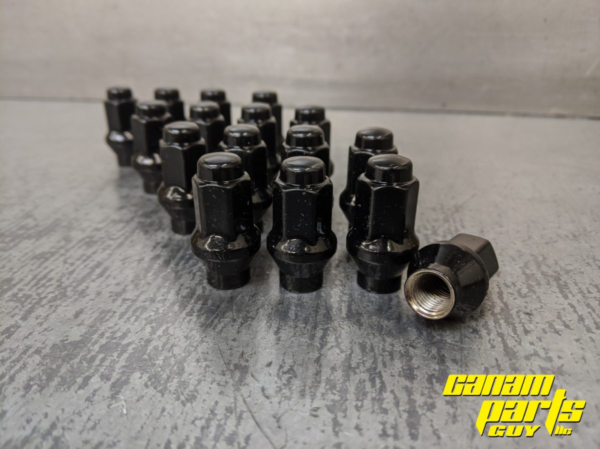 SET OF 16 Black M10 ET Extended Thread Beveled Tapered Lug Nuts Canam
